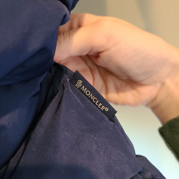 Moncler Womens Garbet Goose Down Jacket Size 1 Navy Blue Puffer Coat Designer - Picture 4 of 14